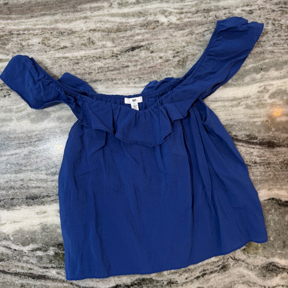 BP Royal Blue Ruffle Off-Shoulder Blouse
